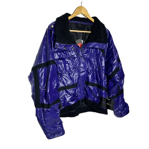 FINAL LAST CHANCE NWT FP Movement Vagabond Fleece Bomber Jacket royal purple s - Picture 6 of 16